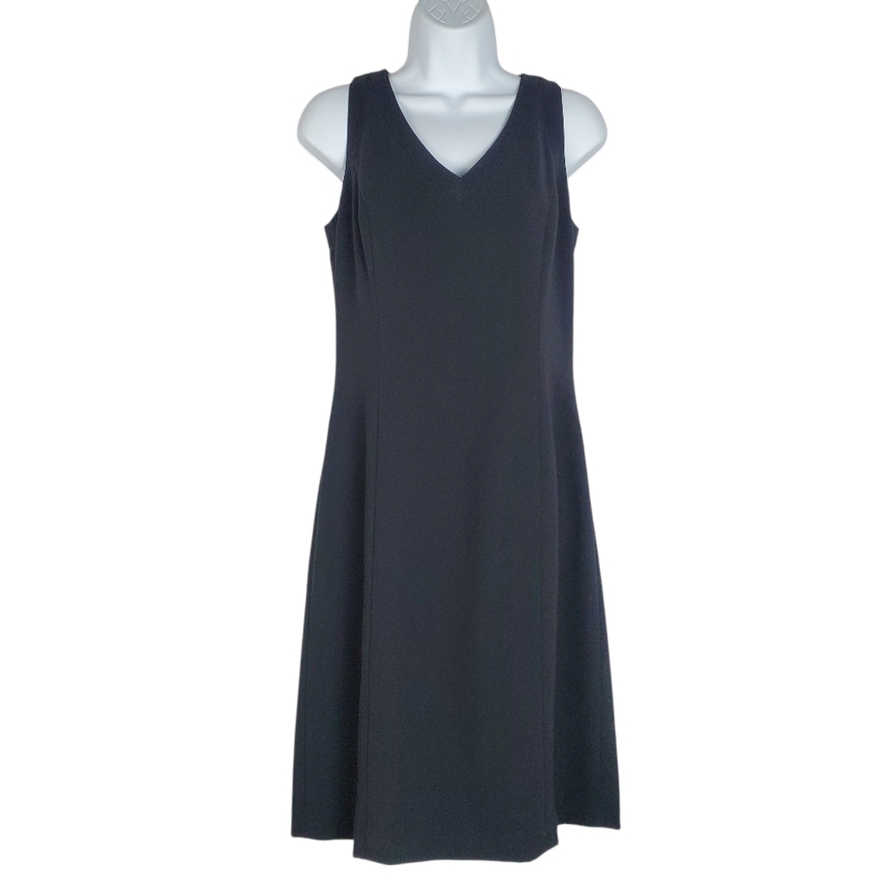 NEW Ann Taylor Sleeveless Little Black Dress Sz 4 LBD V-neck Back Ruffle Career